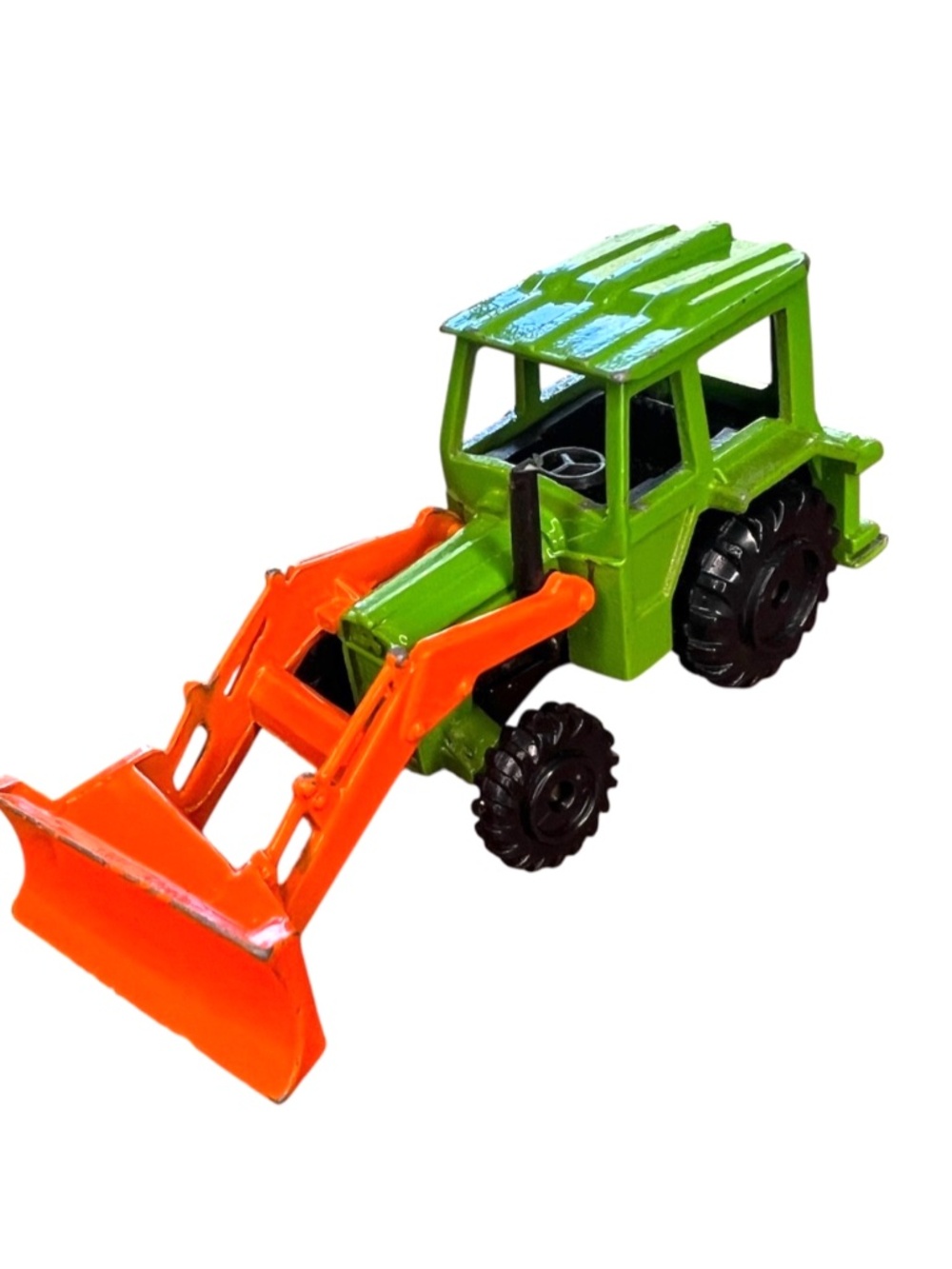 Vintage 70s Playart Die-Cast Orange & Green Tractor & Angledozer Collectable Toy